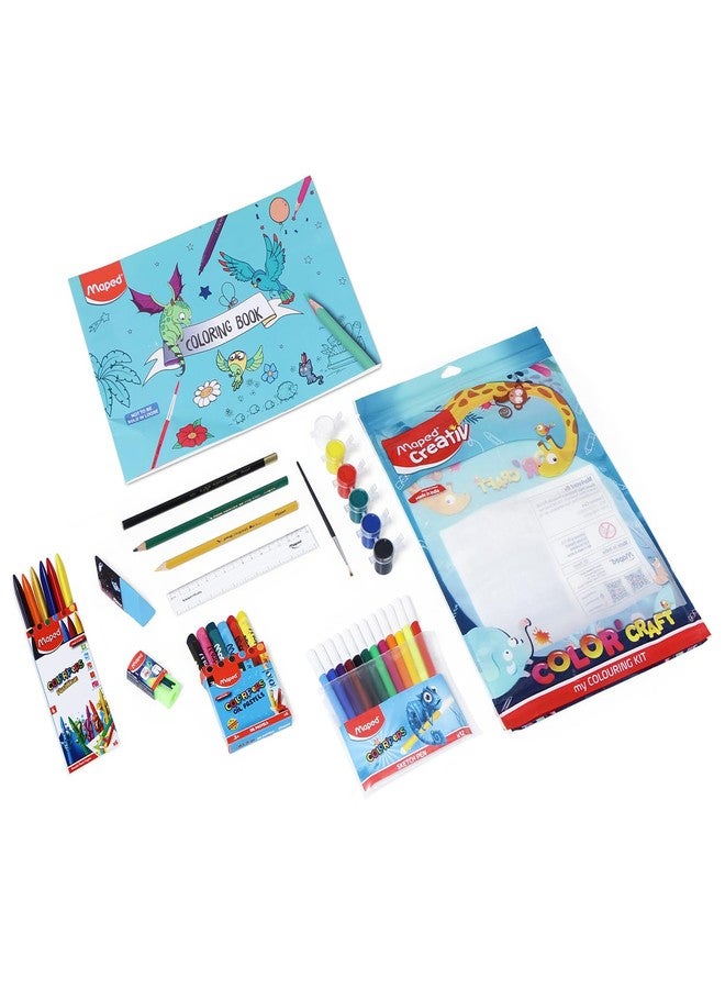 MAPED Color Craft Kit for Colouring Activity| Multi Products Kit with Designer Zipper Pouch|Perfect for Birthday Gift| Stationery Set| Kit of 10 Products, 32units|Chirstman Gift|My Colouring Kit - Image 5